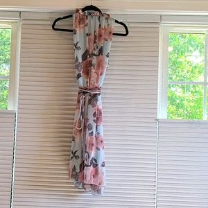 PinkBlush pink & blue A line dress with waist sinc